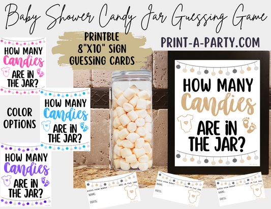 CANDY JAR GUESSING GAME for BABY SHOWER | How many candies in jar | Baby Shower Fun | Party DIY | Printable