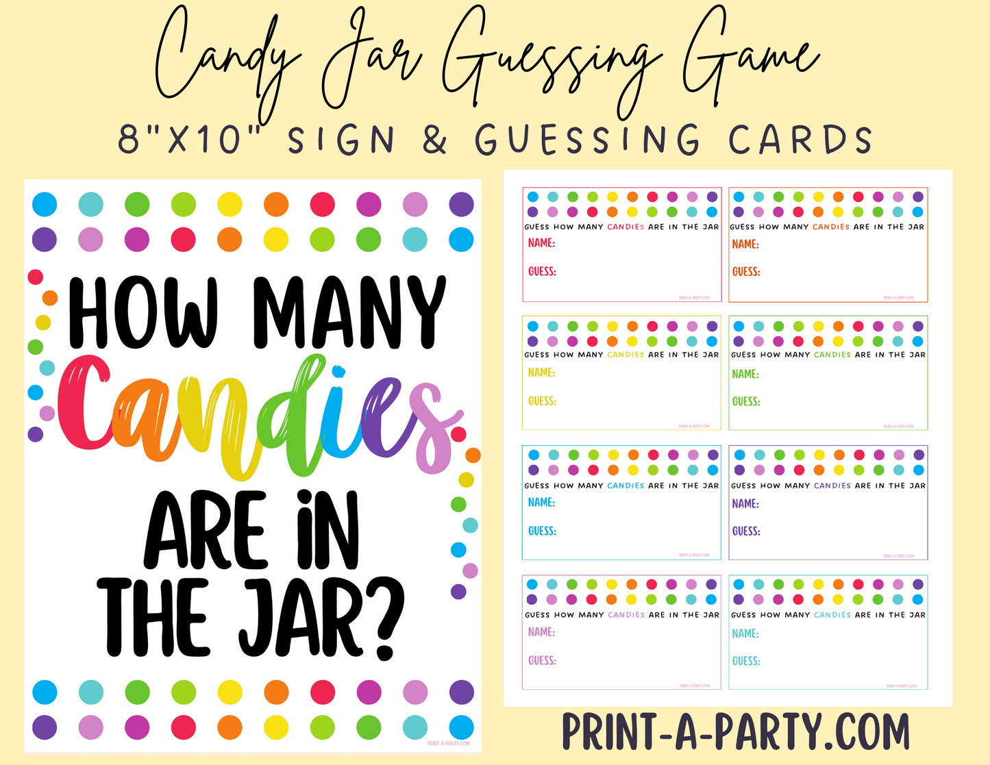 CANDY JAR GUESSING GAME | How many candies in jar | Birthday Party | Party DIY | Printable