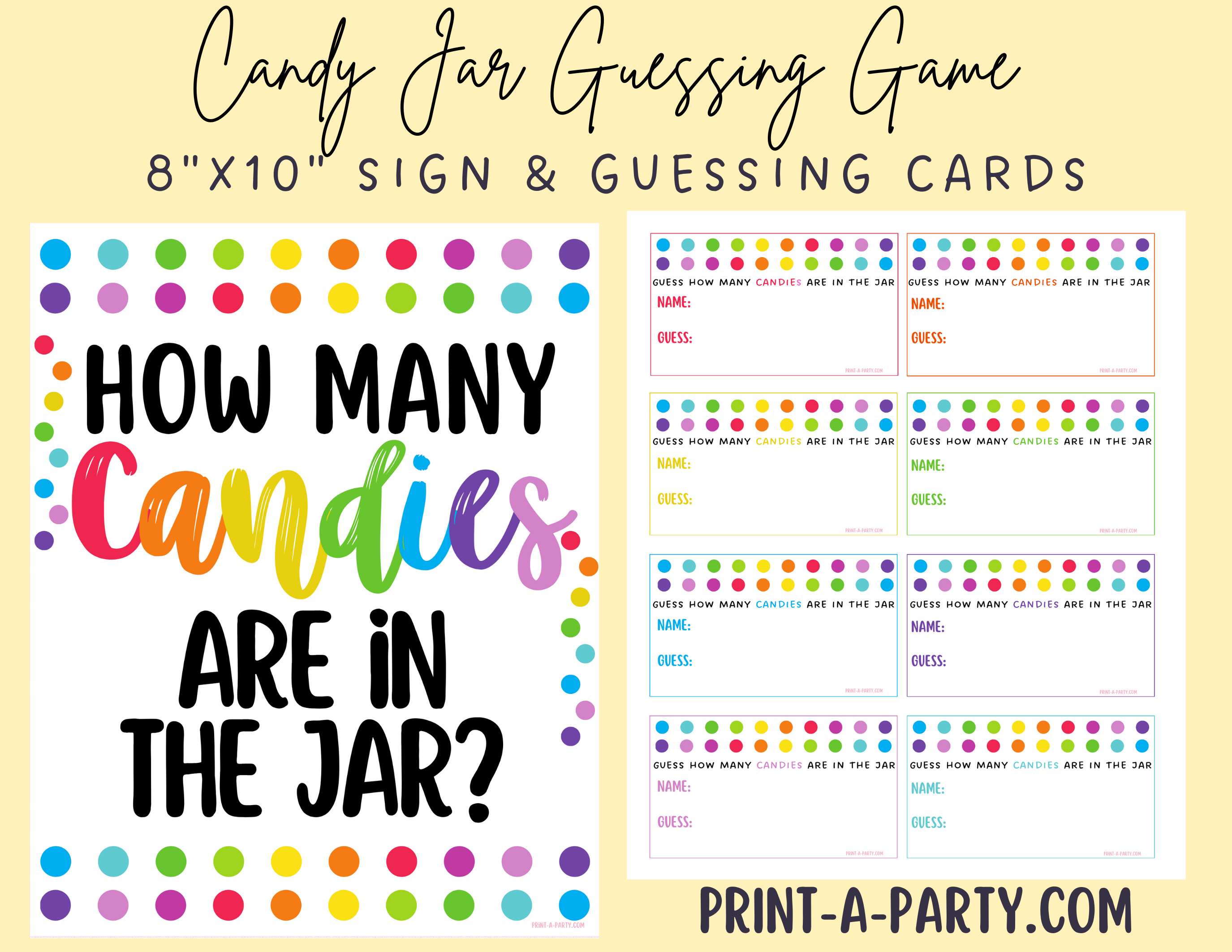 candy jar guessing game - polka dot candy jar game - printable