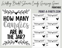 CANDY JAR GUESSING GAME | How many candies in jar | Classic Black White Wedding | Vine Floral | Bridal Shower Game | Bridal Shower Decor | Wedding | Printable