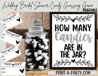 CANDY JAR GUESSING GAME | How many candies in jar | Classic Black White Wedding | Vine Floral | Bridal Shower Game | Bridal Shower Decor | Wedding Shower Activity | Same Sex Wedding Shower Activities | Printable