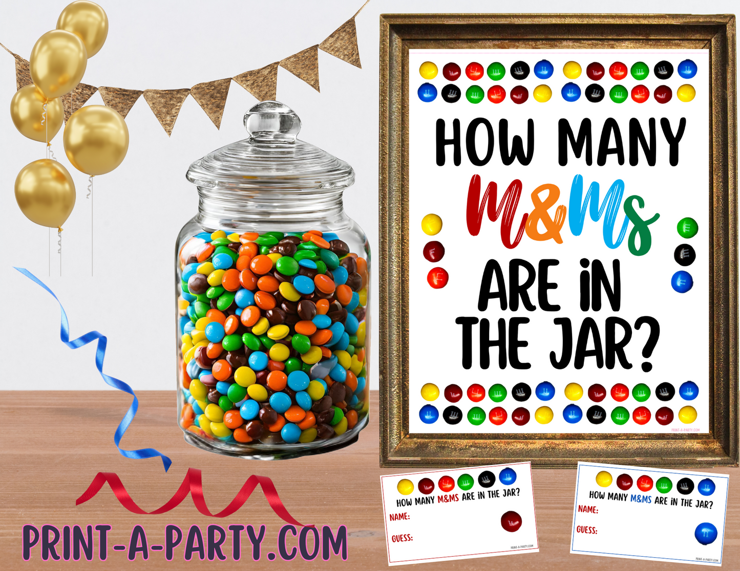 CANDY JAR GUESSING GAME - M&Ms | How many M&Ms in jar | Birthday Party | Party DIY | Printable