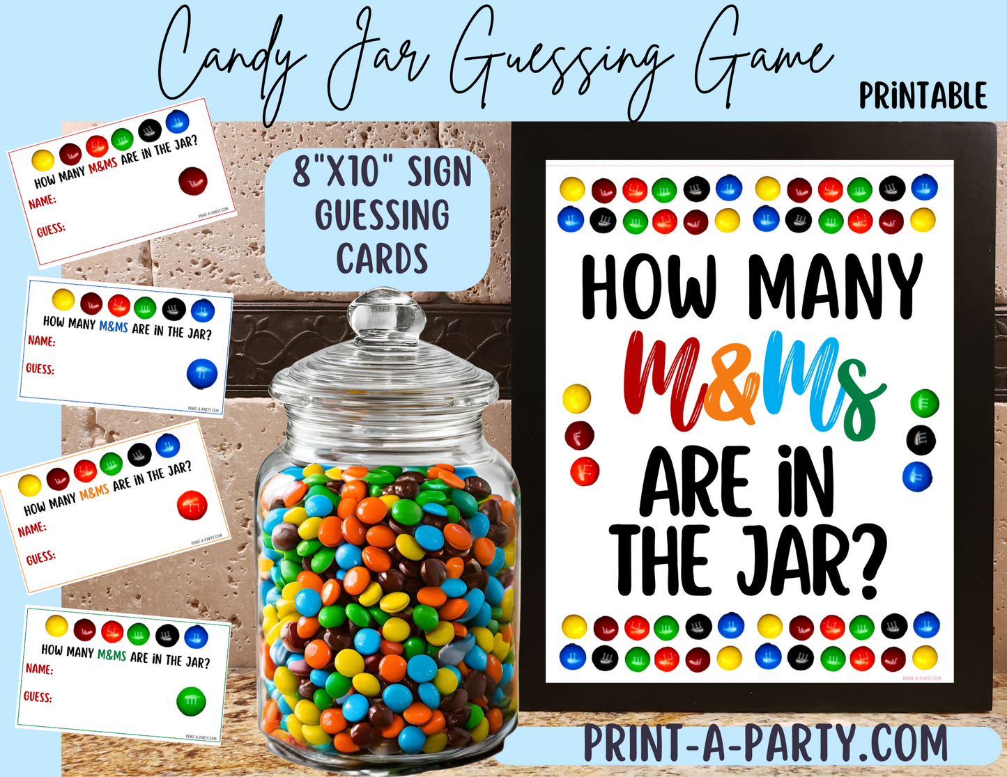 CANDY JAR GUESSING GAME - M&Ms | How many M&Ms in jar | Birthday Party | Party DIY | Printable