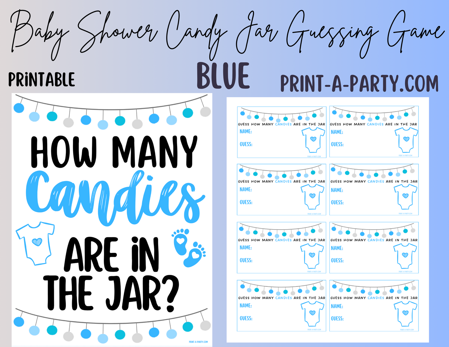 CANDY JAR GUESSING GAME for BABY SHOWER | How many candies in jar | Baby Shower Fun | Party DIY | Printable