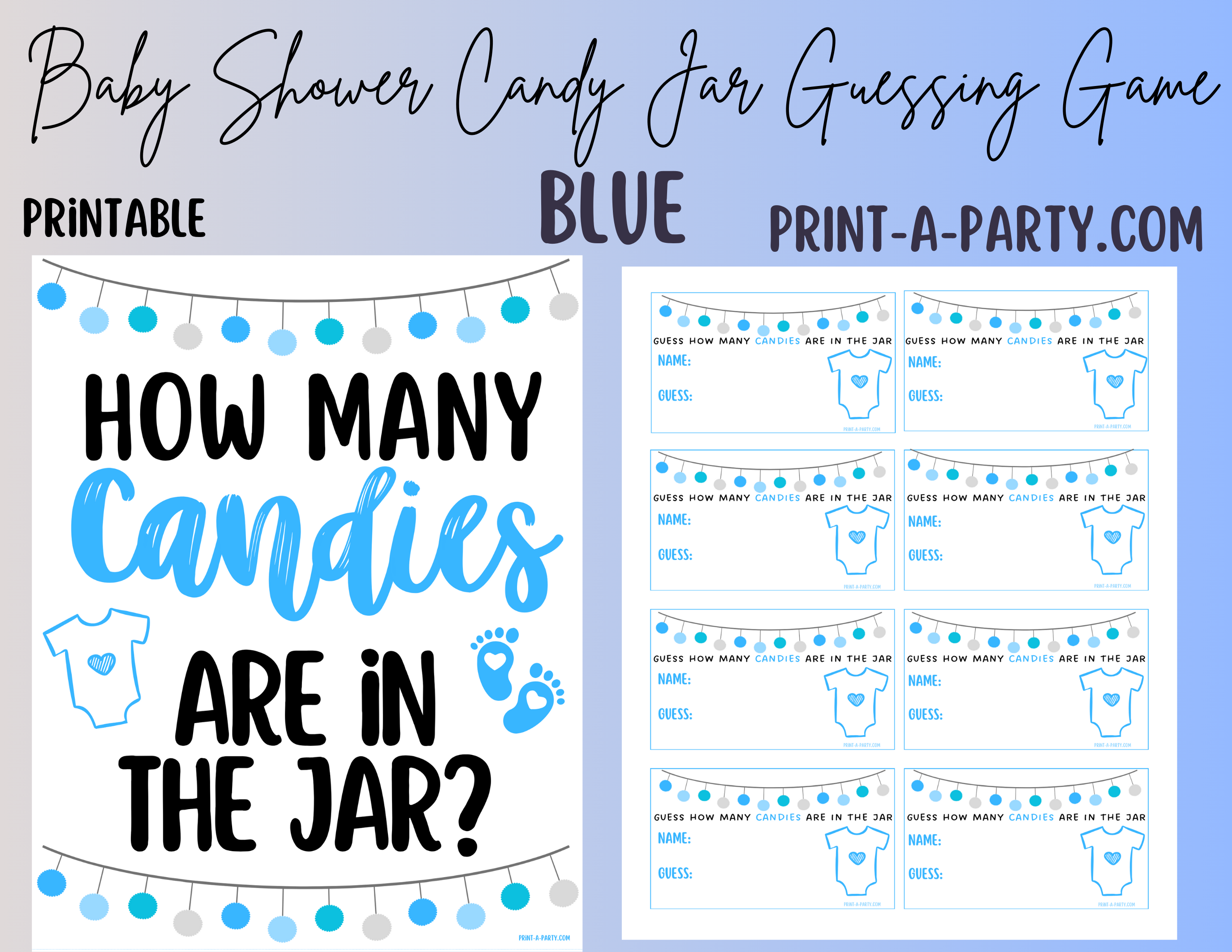 candy jar guessing game for baby showers printable - sign +