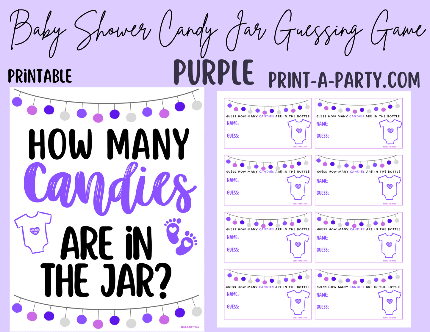 CANDY JAR GUESSING GAME for BABY SHOWER | How many candies in jar | Baby Shower Fun | Party DIY | Printable