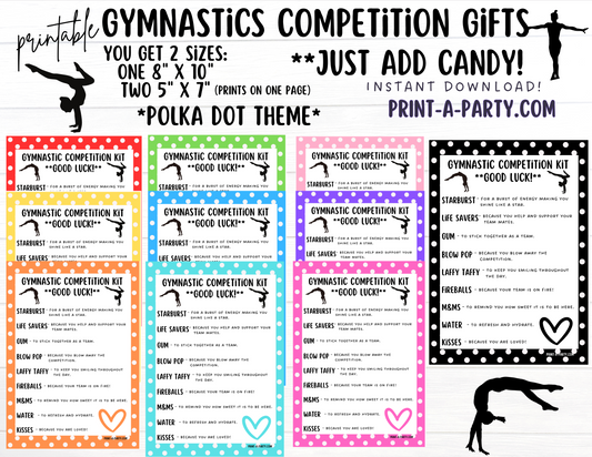 GYMNASTICS Competition Gift | Candy Gram Kit Letter | Gymnastic Meet Contest | Polka Dots | Gymnast Gifts - INSTANT DOWNLOAD