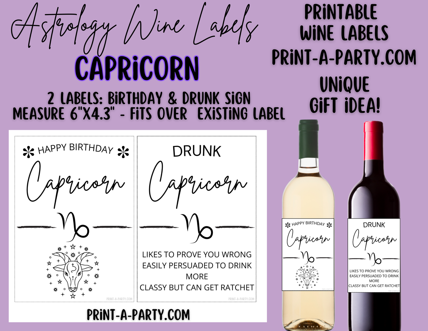 WINE LABELS: Astrology Zodiac Wine | Drunk Astrology Zodiac Signs | Astrology Wine | Zodiac Wine | Aries Taurus Gemini Cancer Leo Virgo Libra Scorpio Sagittarius Capricorn Aquarius Pisces | INSTANT DOWNLOAD