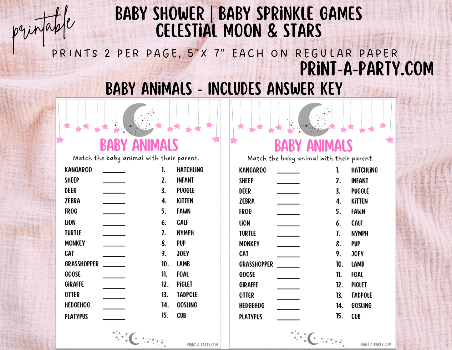 GAMES for Baby Shower | Celestial Moon and Stars Girl Baby Shower Theme | Celestial Moon and Stars Girl Baby Shower Games | Celestial Moon and Stars Shower Activities | INSTANT DOWNLOAD