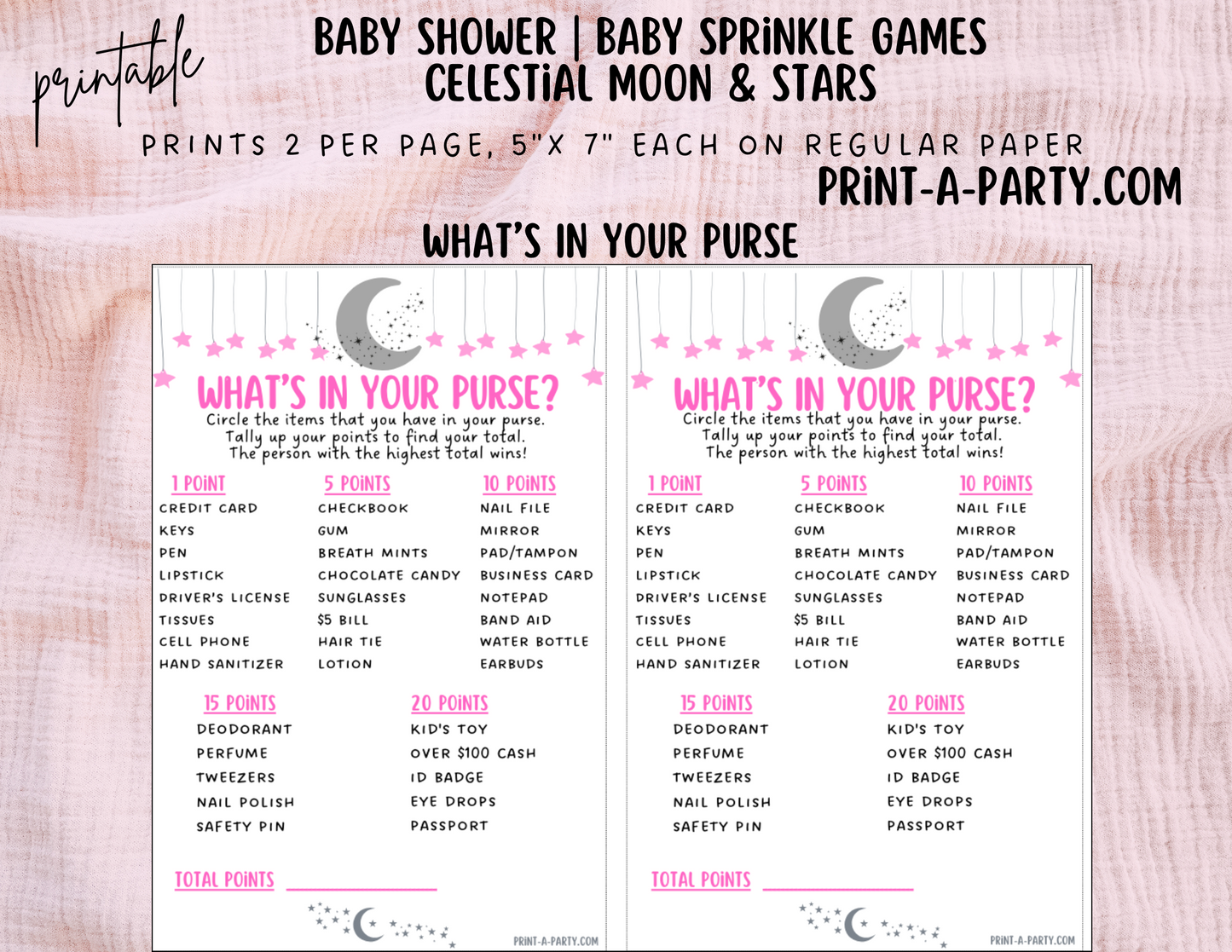 GAME BUNDLE for Baby Shower | Celestial Moon and Stars Girl Baby Shower Theme | Celestial Moon and Stars Girl Baby Shower Games | Celestial Moon and Stars Shower Activities | INSTANT DOWNLOAD