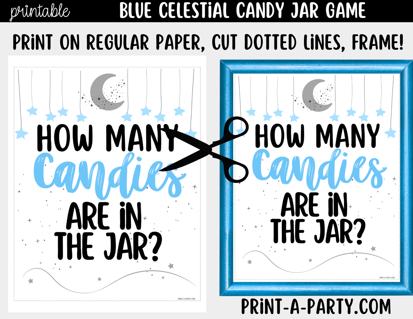 Celestial Baby Shower Candy Jar Guessing Game Printable Sign (8x10)+ Guessing Cards - Baby Shower Game
