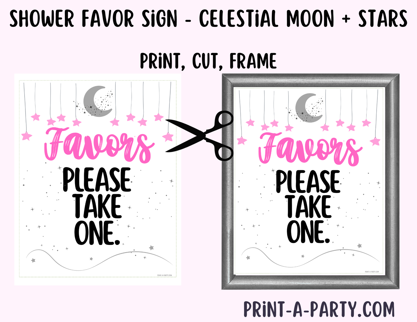 Celestial Moon + Stars Favors Sign (8x10) – Printable Instant Download