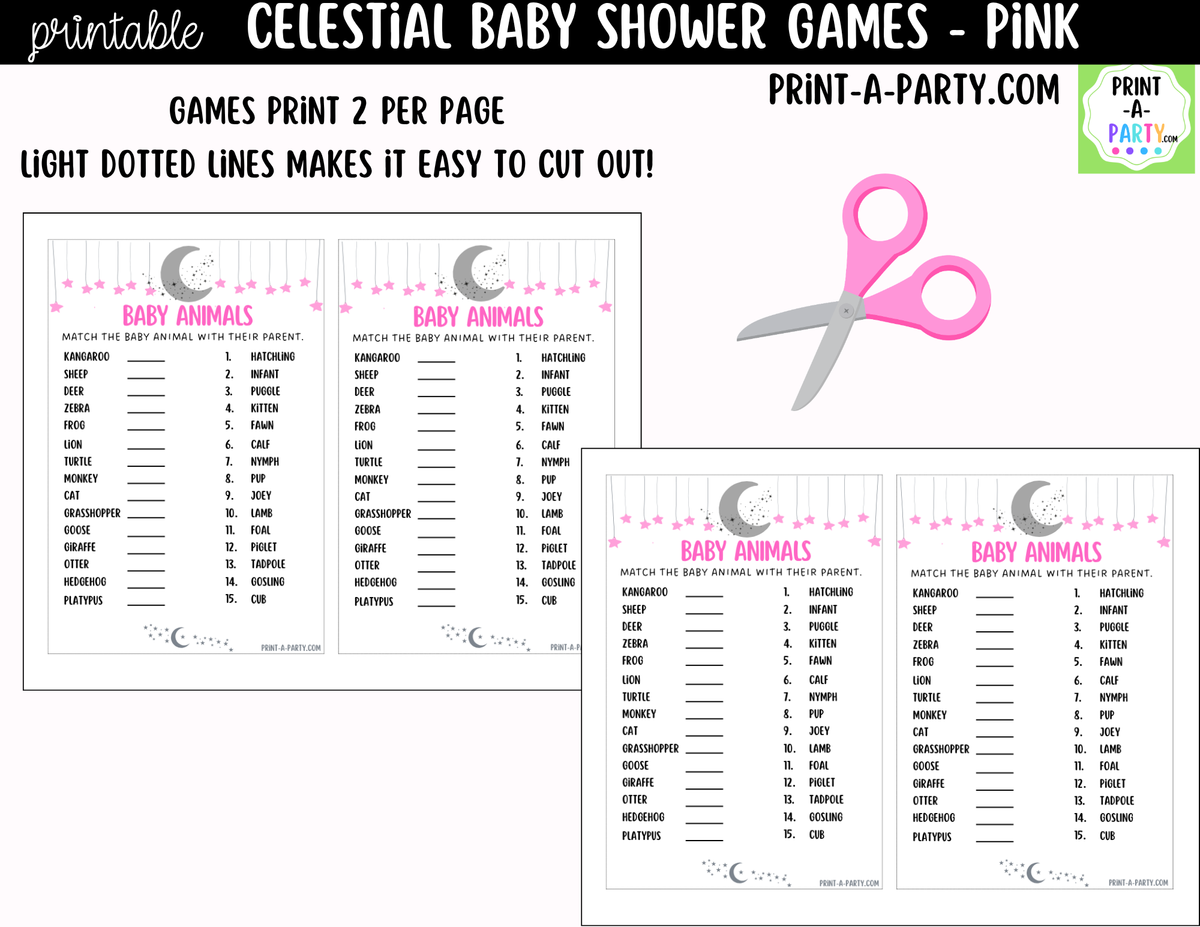 Celestial Baby Shower Games Bundle – Moon & Stars