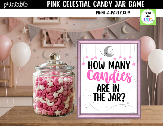 Celestial Baby Shower Candy Jar Guessing Game Printable Sign (8x10) + Guessing Cards - Baby Shower Game