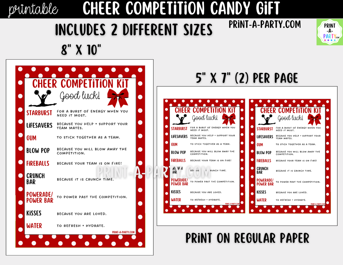 Cheerleader Candy Gram Printable – Competition & Team Gift