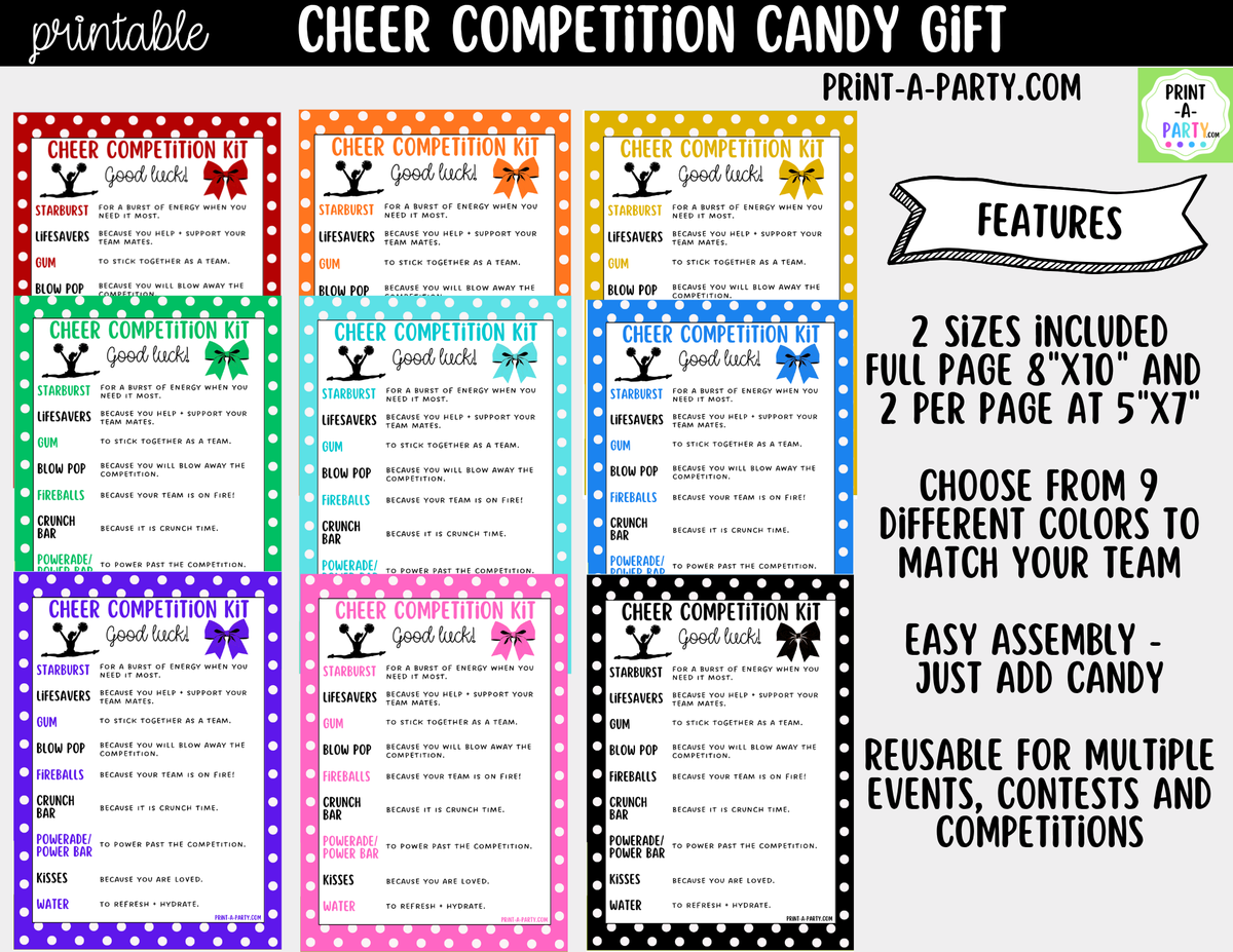 Cheerleader Candy Gram Printable – Competition & Team Gift