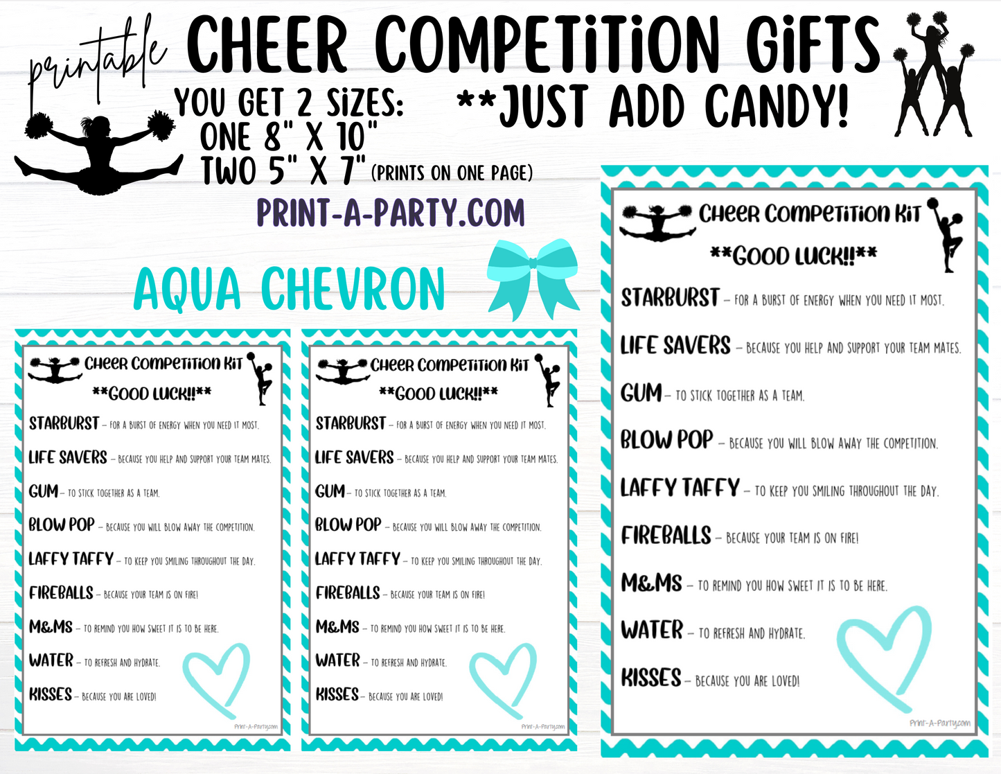 CHEERLEADING Competition Gift | Candy Gram Kit Letter | Cheer Contest | Chevron | Cheer Gifts - INSTANT DOWNLOAD