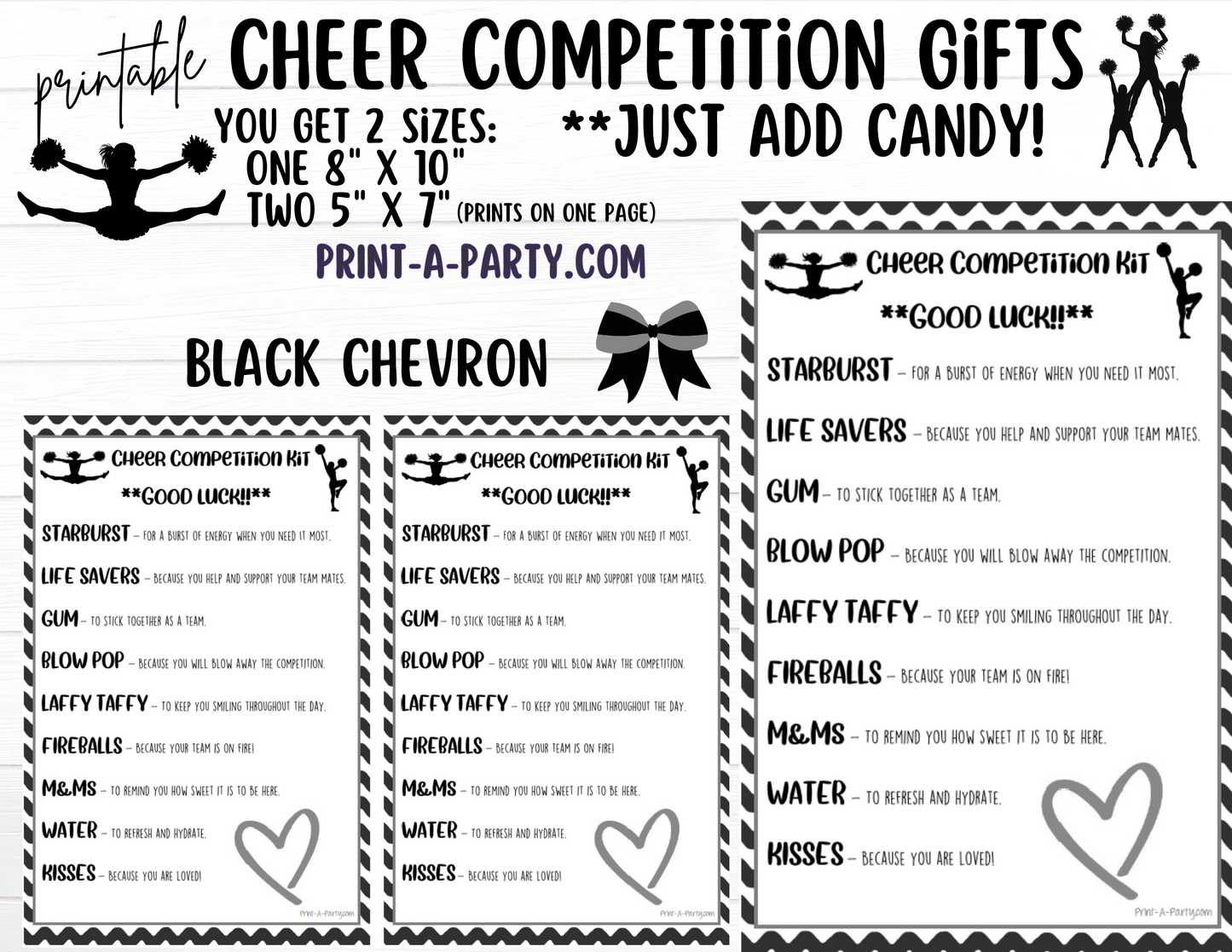 CHEERLEADING Competition Gift | Candy Gram Kit Letter | Cheer Contest | Chevron | Cheer Gifts - INSTANT DOWNLOAD