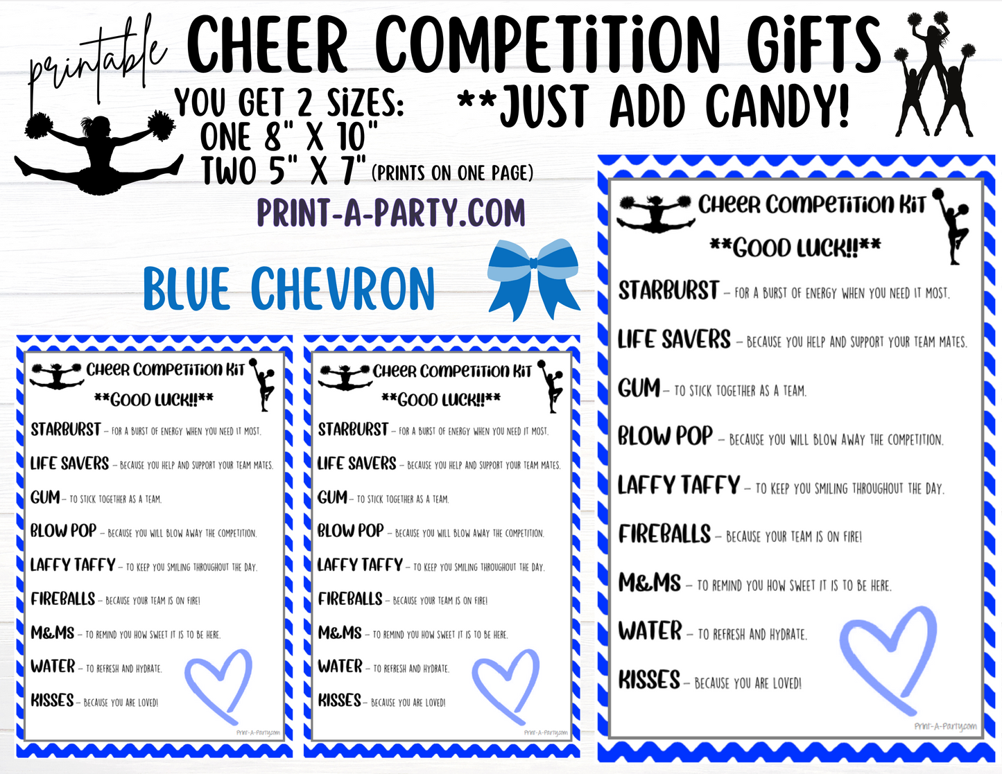 CHEERLEADING Competition Gift | Candy Gram Kit Letter | Cheer Contest | Chevron | Cheer Gifts - INSTANT DOWNLOAD