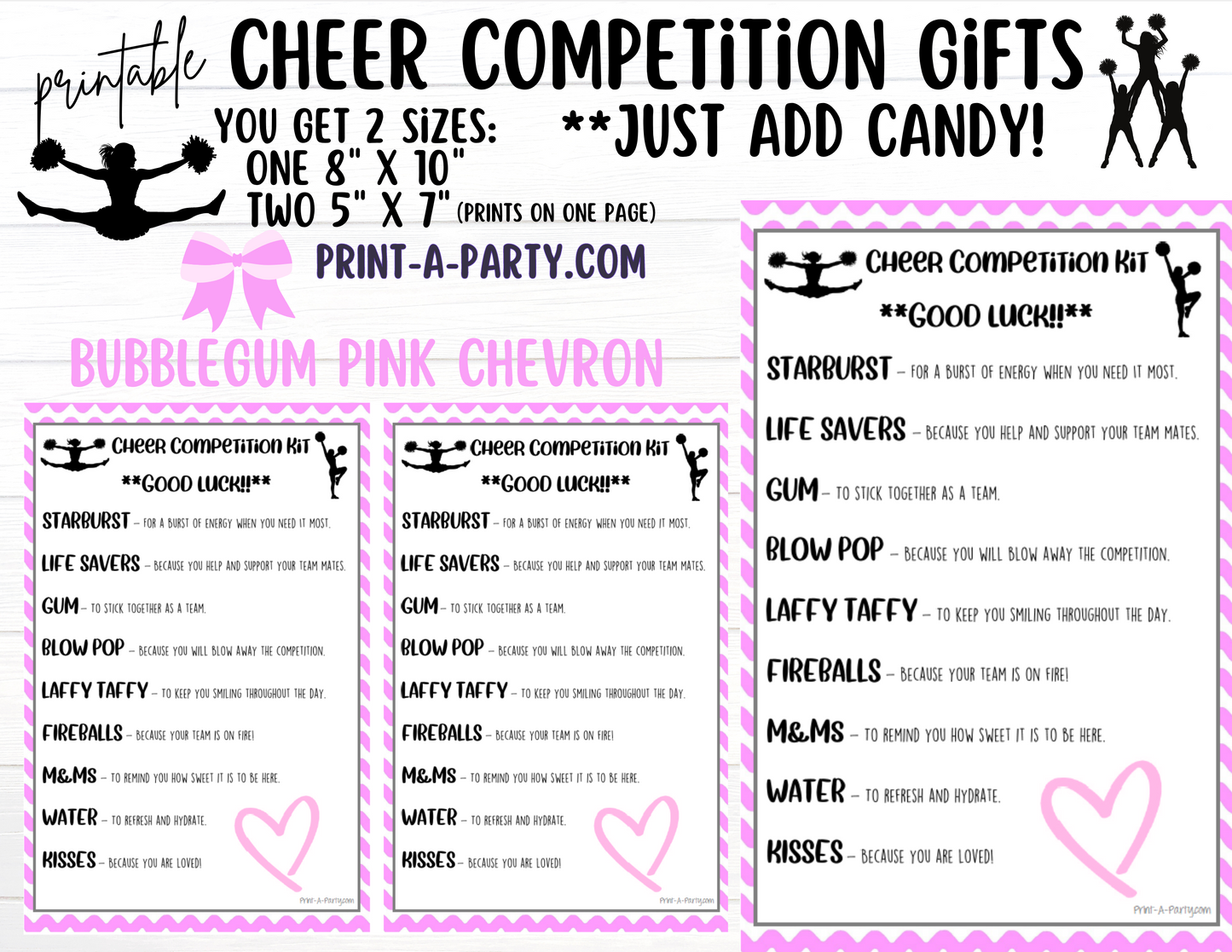 CHEERLEADING Competition Gift | Candy Gram Kit Letter | Cheer Contest | Chevron | Cheer Gifts - INSTANT DOWNLOAD