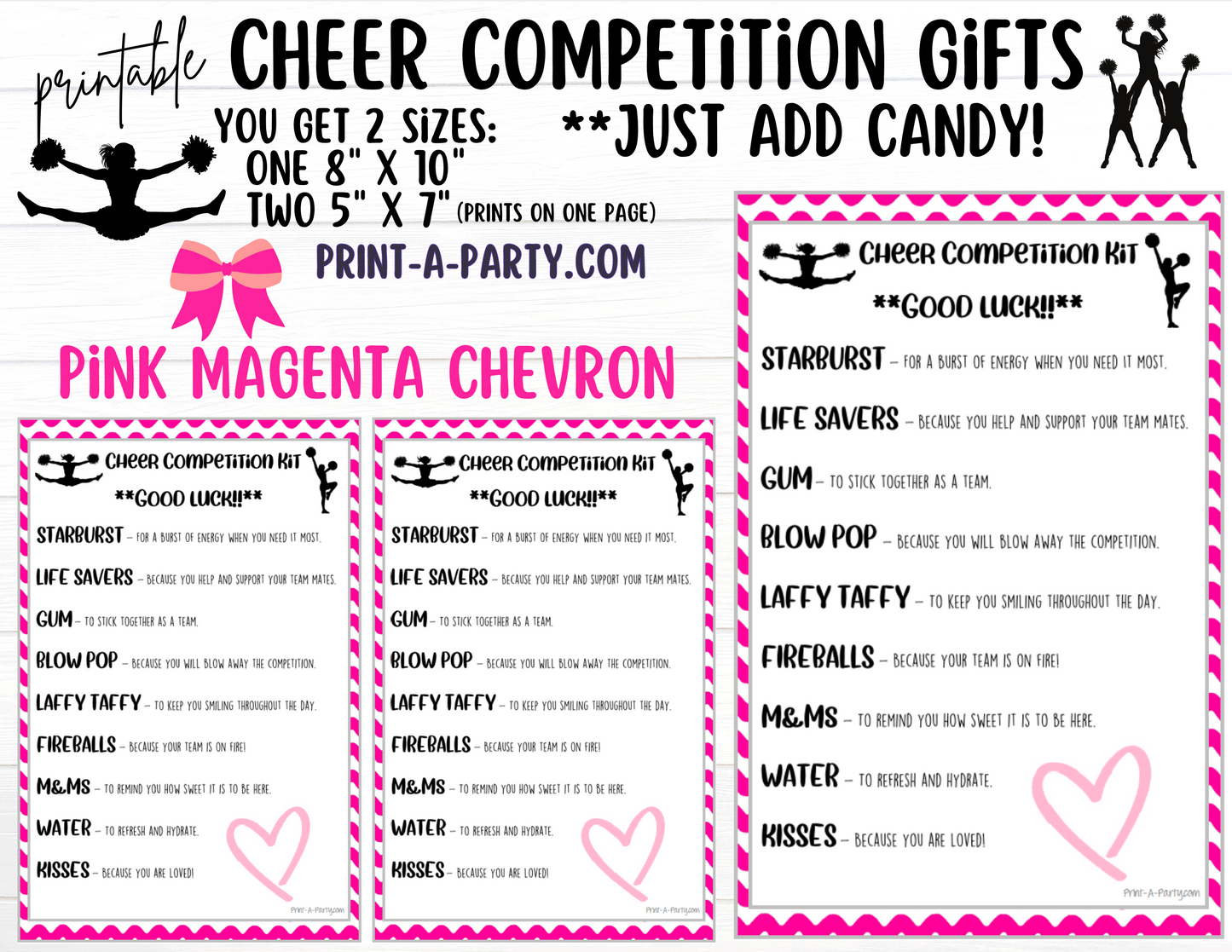 CHEERLEADING Competition Gift | Candy Gram Kit Letter | Cheer Contest | Chevron | Cheer Gifts - INSTANT DOWNLOAD