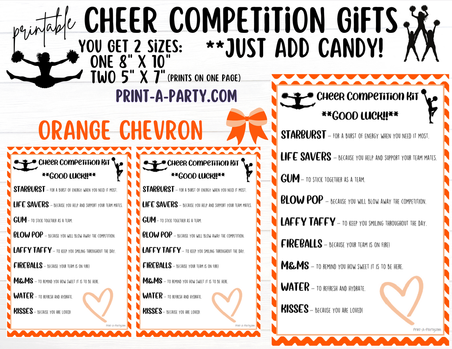 CHEERLEADING Competition Gift | Candy Gram Kit Letter | Cheer Contest | Chevron | Cheer Gifts - INSTANT DOWNLOAD