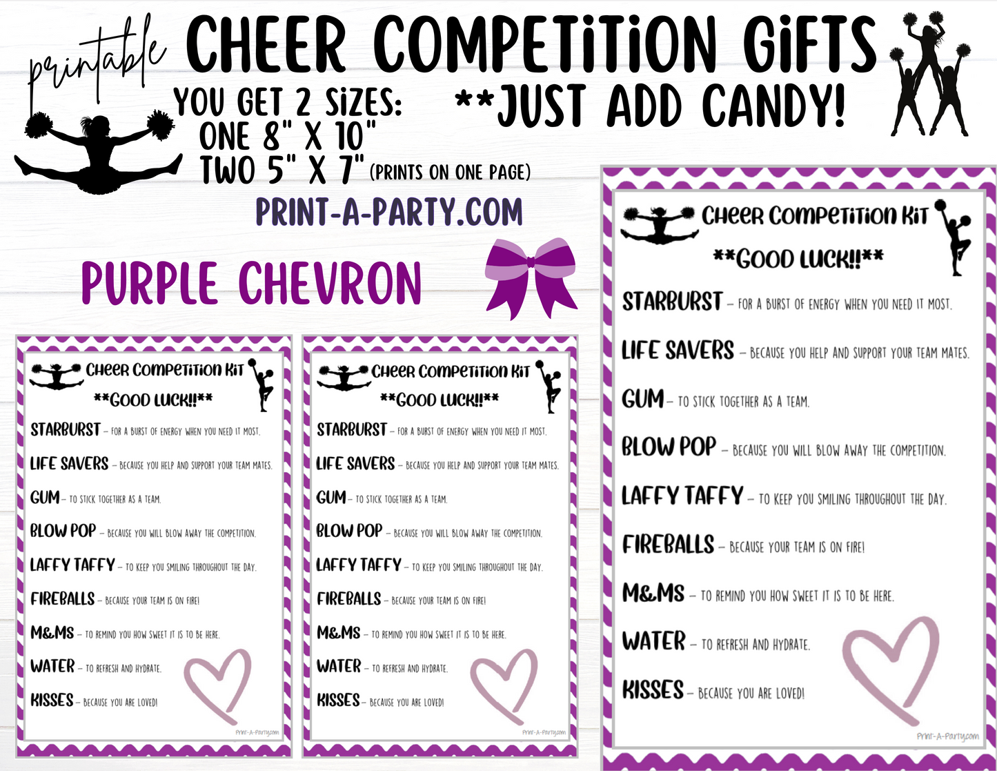 CHEERLEADING Competition Gift | Candy Gram Kit Letter | Cheer Contest | Chevron | Cheer Gifts - INSTANT DOWNLOAD