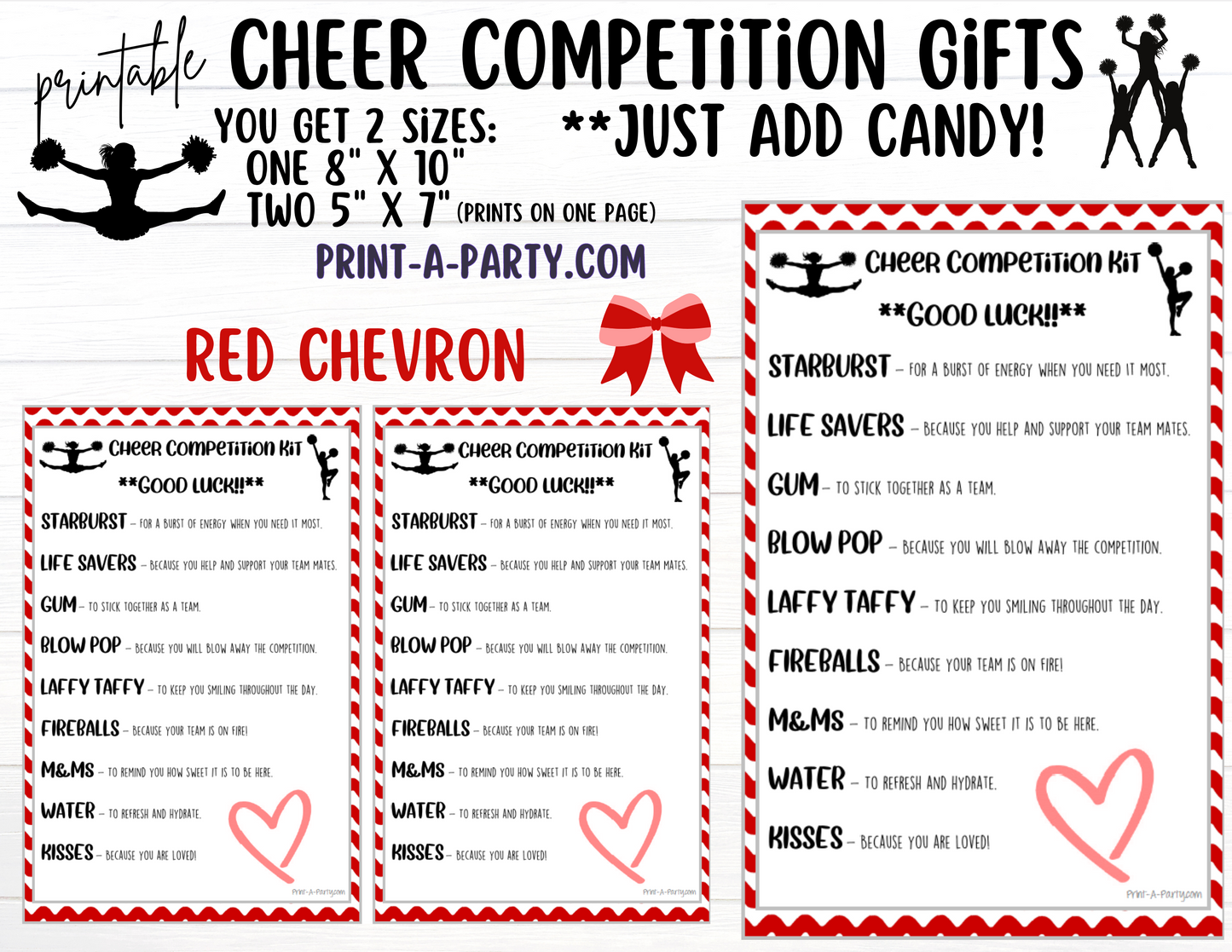 CHEERLEADING Competition Gift | Candy Gram Kit Letter | Cheer Contest | Chevron | Cheer Gifts - INSTANT DOWNLOAD