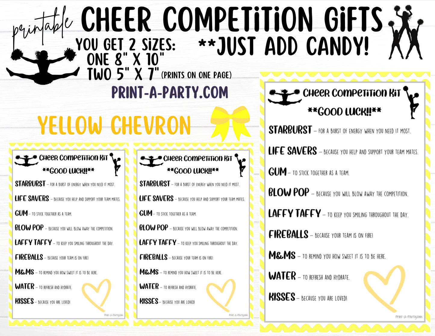 CHEERLEADING Competition Gift | Candy Gram Kit Letter | Cheer Contest | Chevron | Cheer Gifts - INSTANT DOWNLOAD