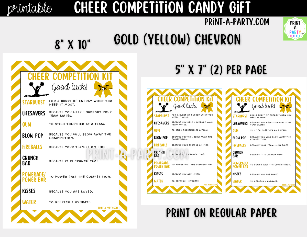 Cheerleader Candy Gram Printable – Chevron Competition & Team Gift
