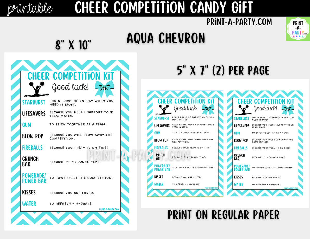 Cheerleader Candy Gram Printable – Chevron Competition & Team Gift