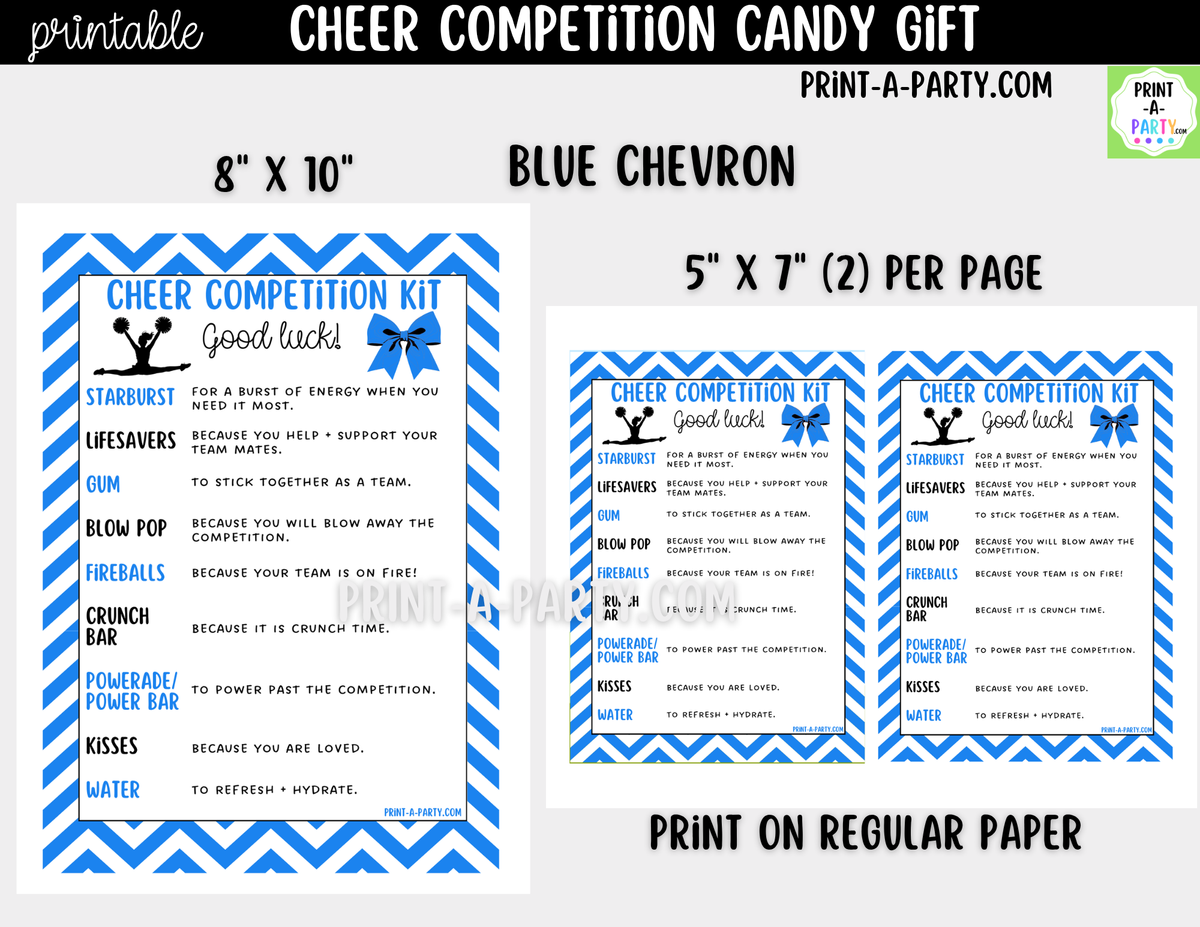 Cheerleader Candy Gram Printable – Chevron Competition & Team Gift