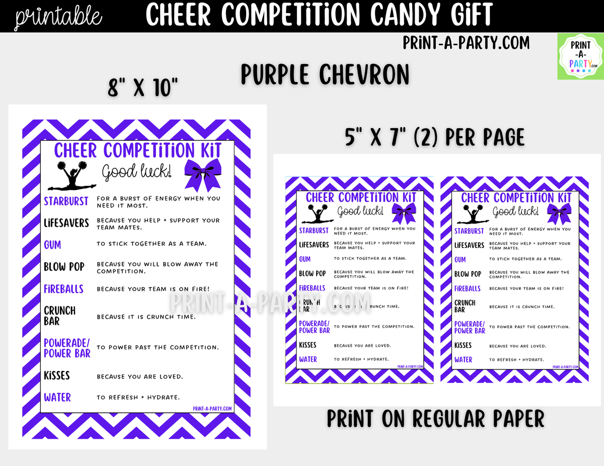 Cheerleader Candy Gram Printable – Chevron Competition & Team Gift