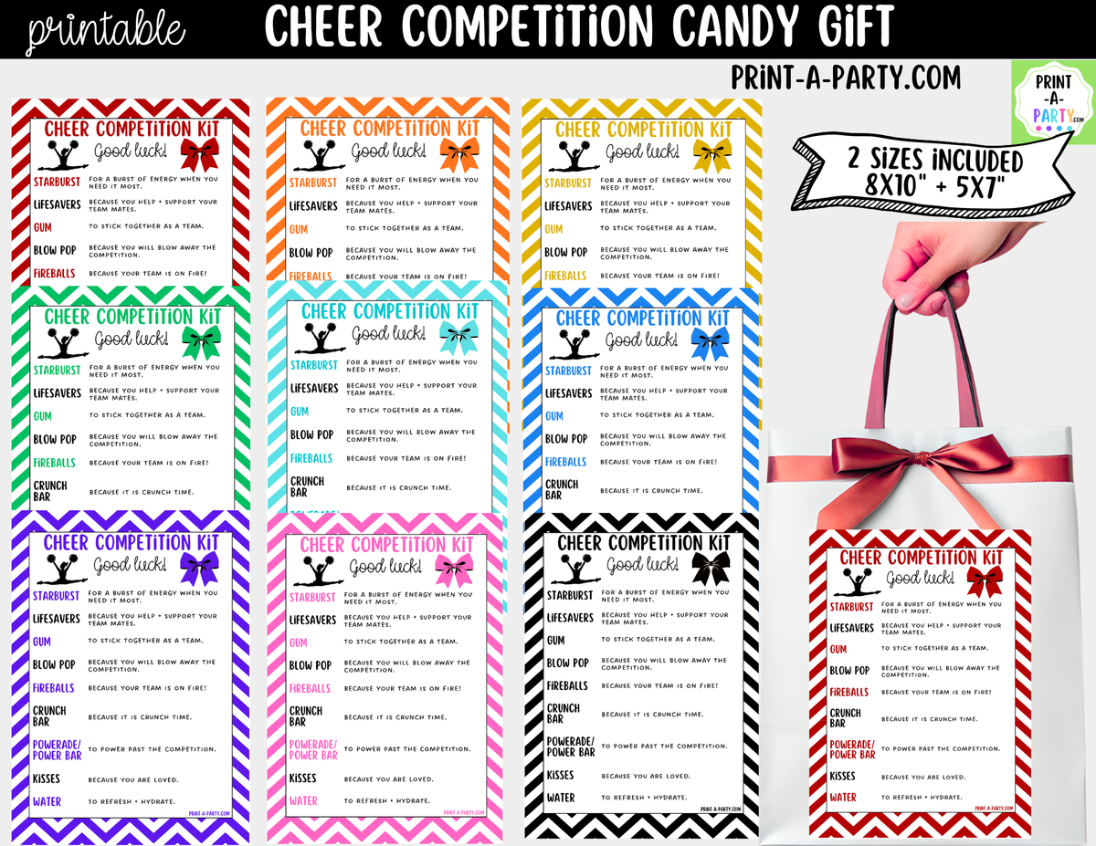 Cheerleader Candy Gram Printable – Chevron Competition & Team Gift