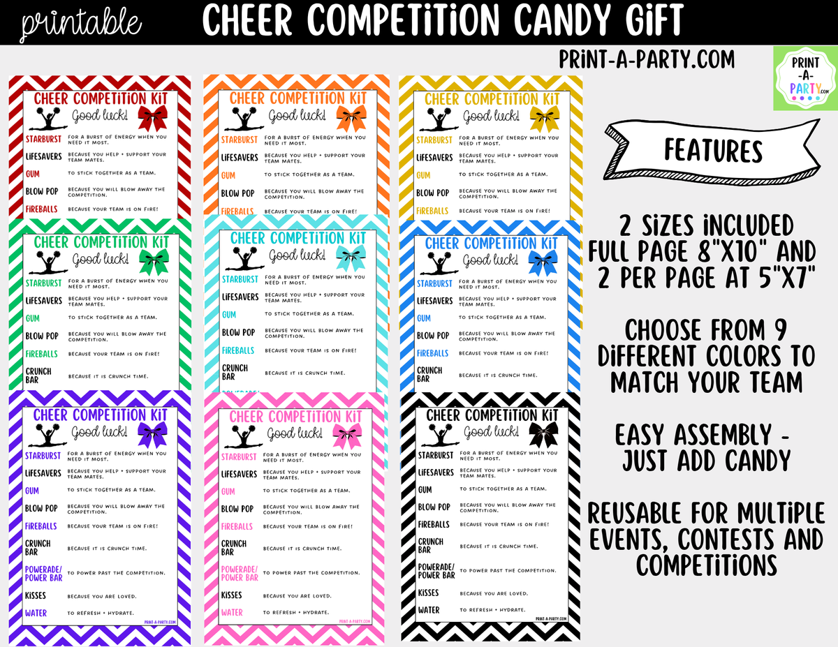Cheerleader Candy Gram Printable – Chevron Competition & Team Gift