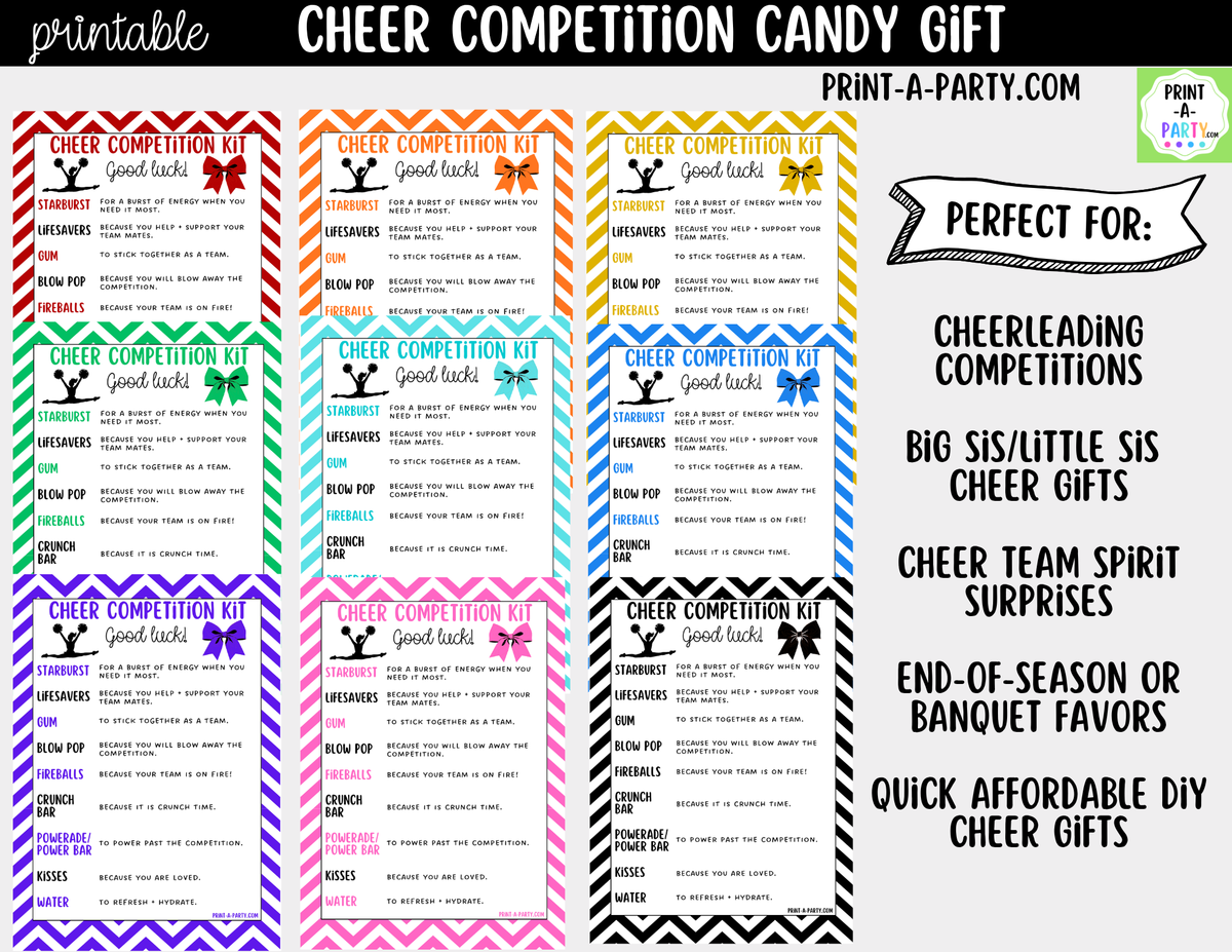 Cheerleader Candy Gram Printable – Chevron Competition & Team Gift