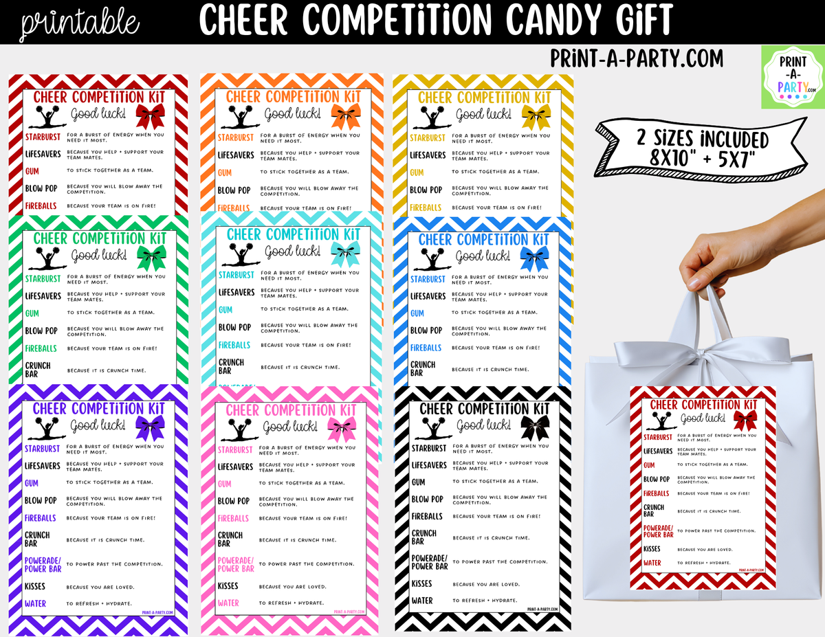 Cheerleader Candy Gram Printable – Chevron Competition & Team Gift