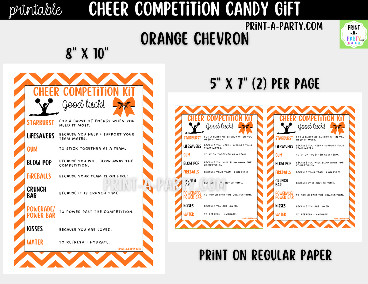 Cheerleader Candy Gram Printable – Chevron Competition & Team Gift