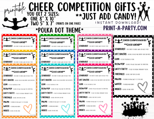 CHEERLEADING Competition Gift | Candy Gram Kit Letter | Cheer Contest | Polka Dots | Cheer Gifts - INSTANT DOWNLOAD