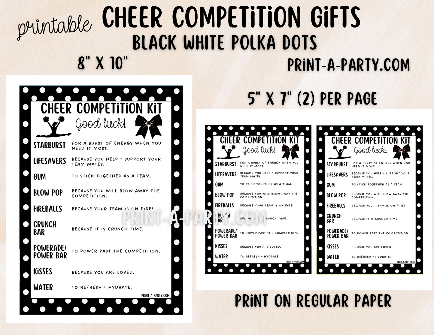 Cheerleader Competition Gift Printable Candy Gram – Big Sis, Little Sis & Team Gifts, Cheer Content