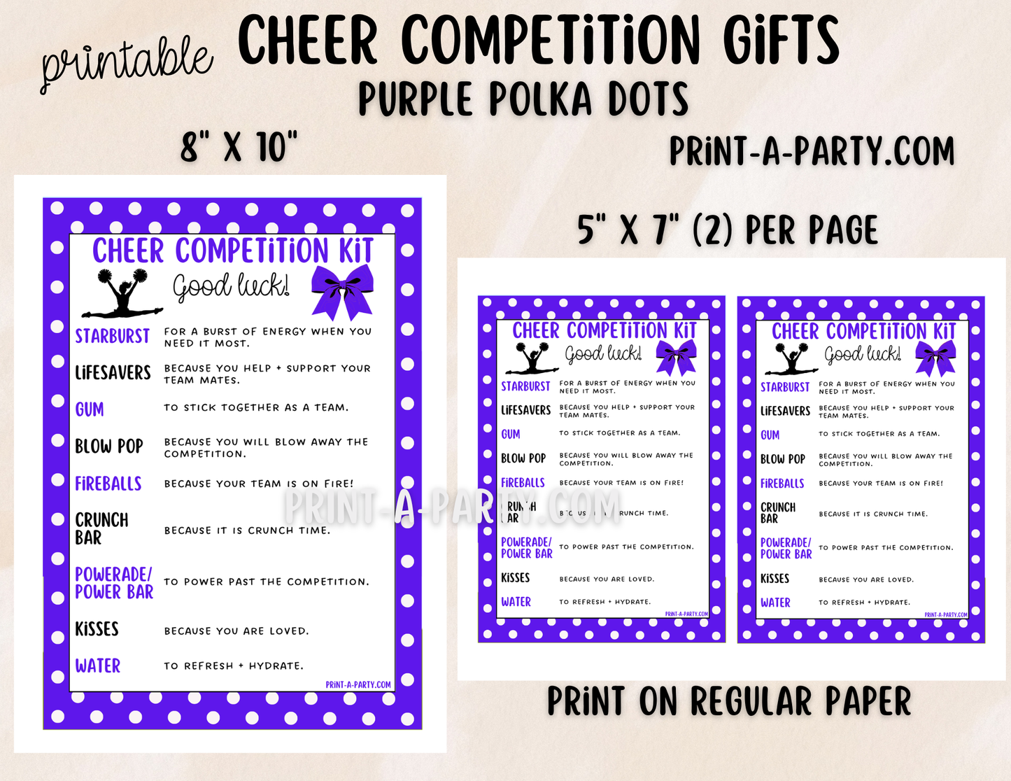 Cheerleader Competition Gift Printable Candy Gram – Big Sis, Little Sis & Team Gifts, Cheer Content