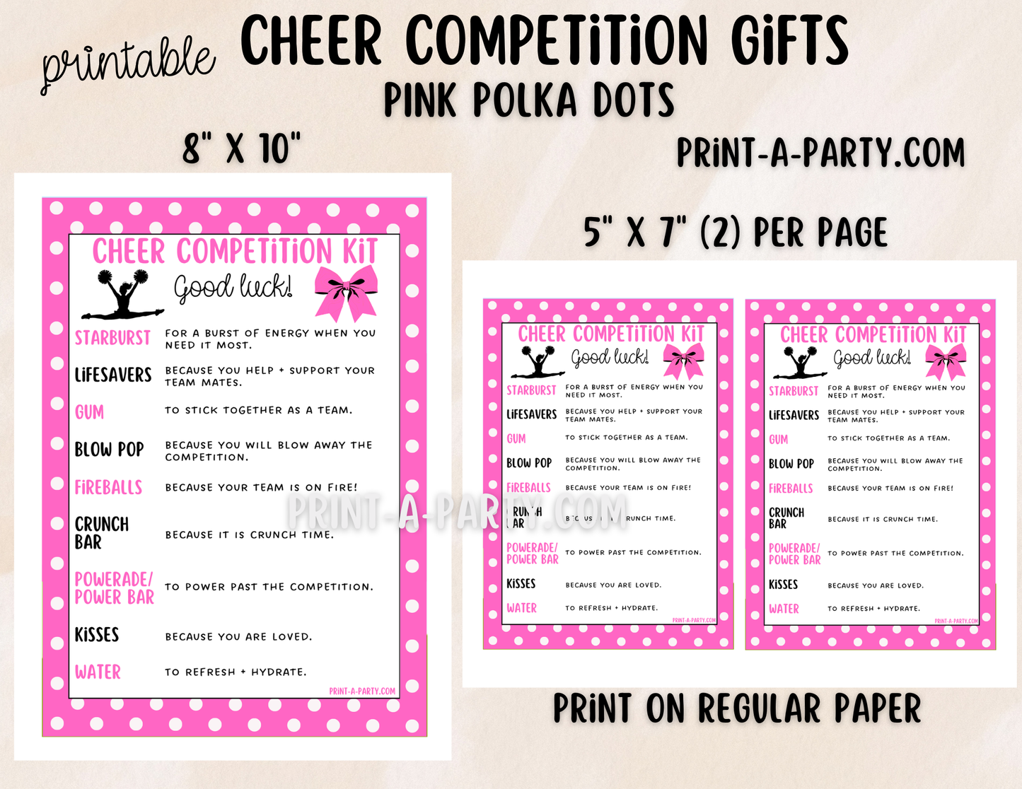 Cheerleader Competition Gift Printable Candy Gram – Big Sis, Little Sis & Team Gifts, Cheer Content