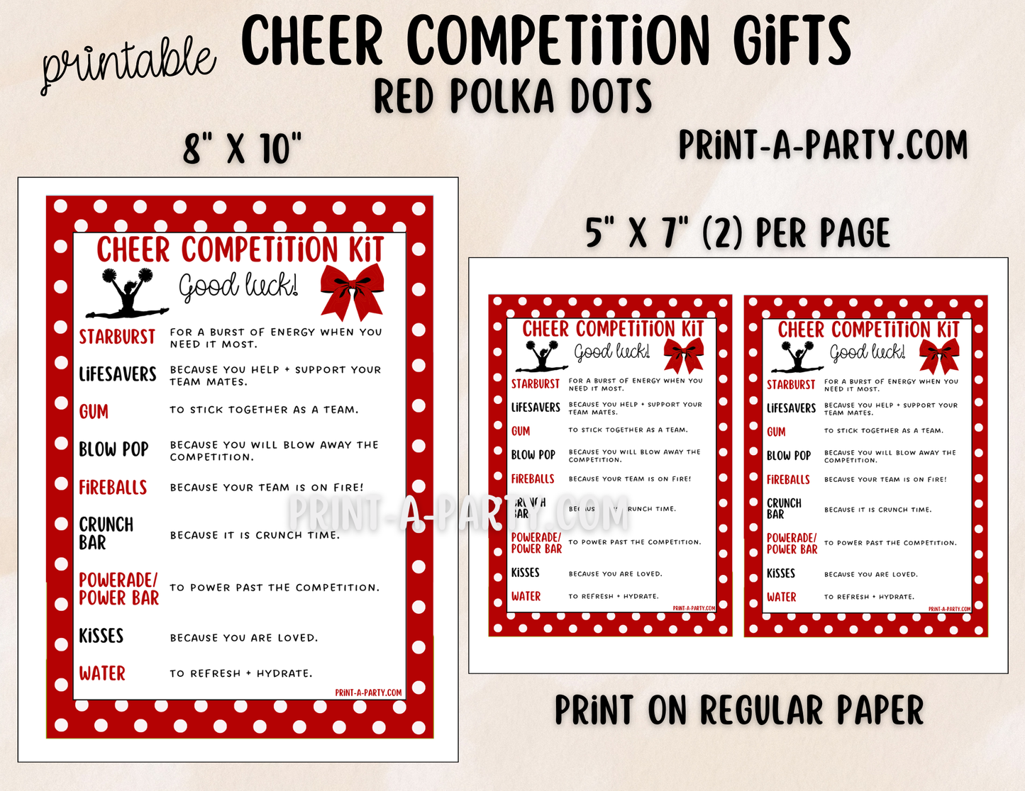 Cheerleader Competition Gift Printable Candy Gram – Big Sis, Little Sis & Team Gifts, Cheer Content