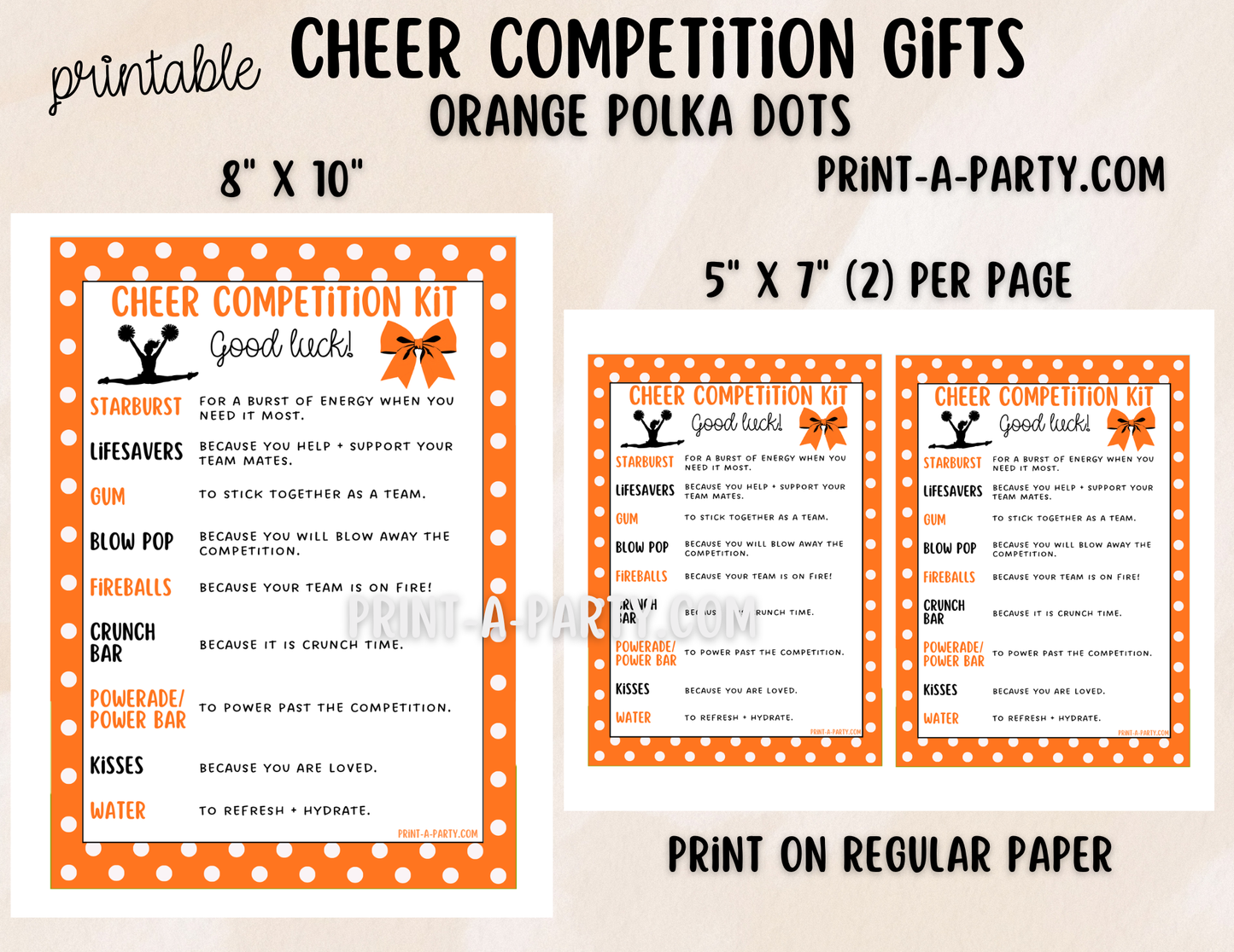 Cheerleader Competition Gift Printable Candy Gram – Big Sis, Little Sis & Team Gifts, Cheer Content