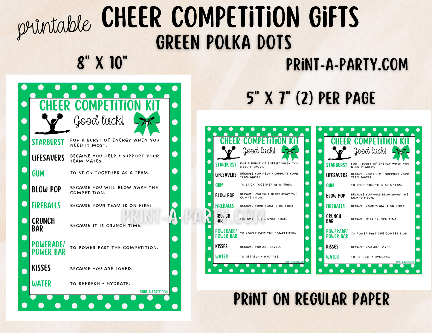 Cheerleader Competition Gift Printable Candy Gram – Big Sis, Little Sis & Team Gifts, Cheer Content