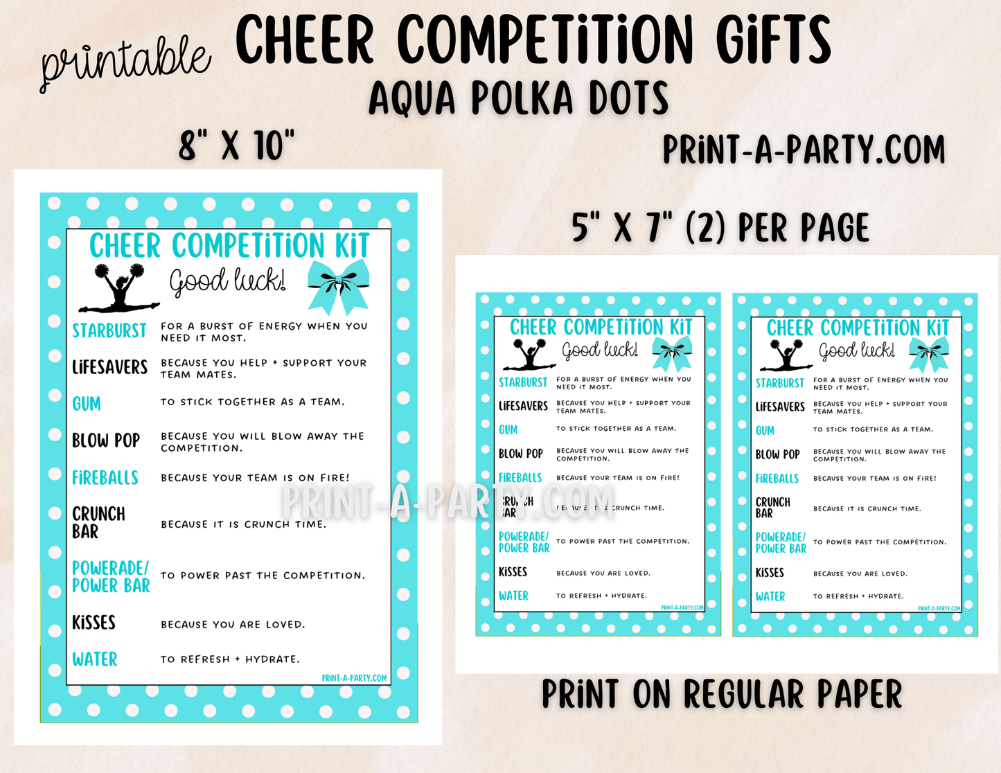 Cheerleader Competition Gift Printable Candy Gram – Big Sis, Little Sis & Team Gifts, Cheer Content