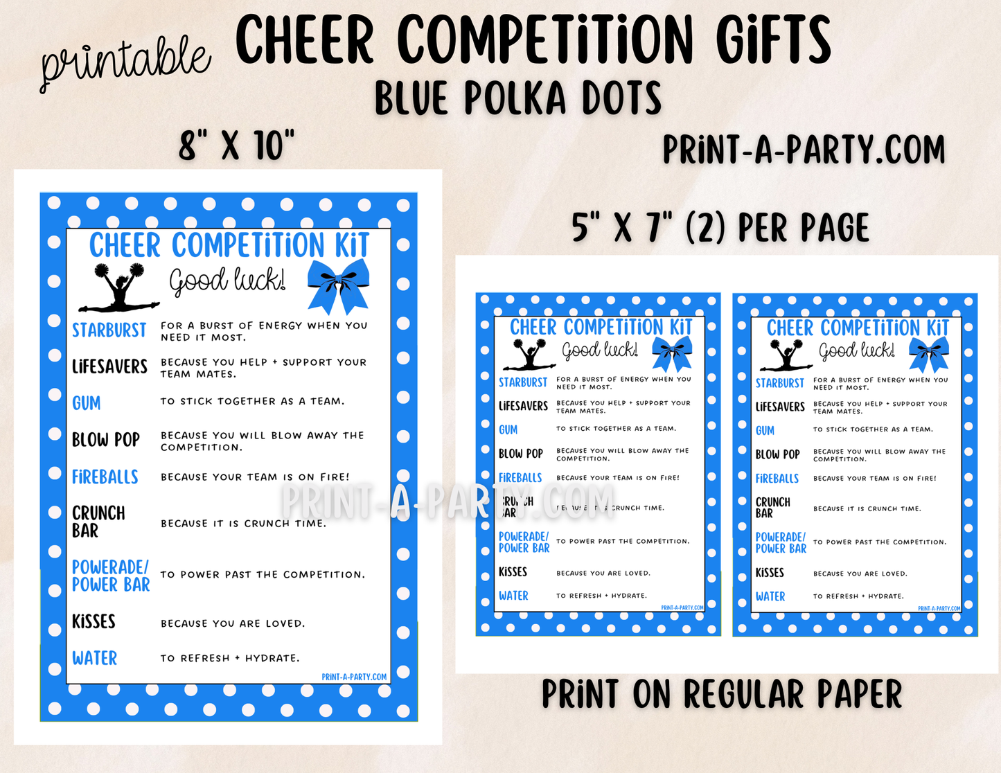 Cheerleader Competition Gift Printable Candy Gram – Big Sis, Little Sis & Team Gifts, Cheer Content
