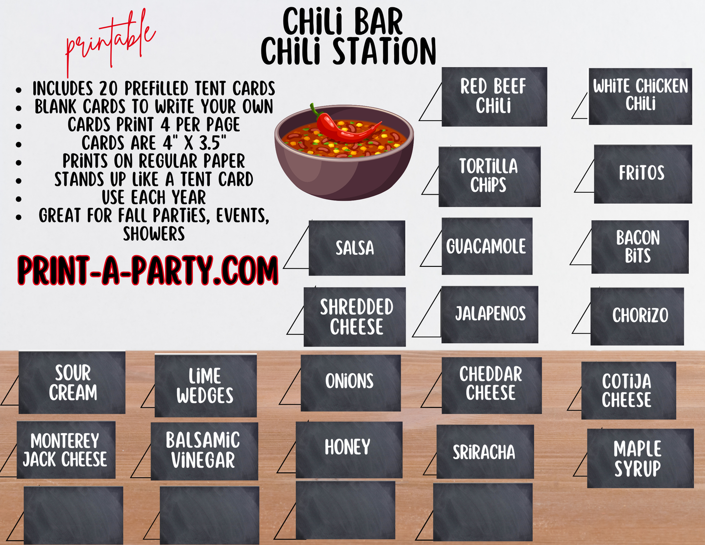 CHILI BAR | CHILI STATION Setup - Chalkboard | Chili Bar Sign | Food Station | Food Bar | Party Idea | DIY Chili Bar