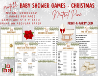 GAME BUNDLE for Christmas Baby Shower - Neutral Pine with Lights | Christmas Baby Shower Theme | Christmas Baby Shower Ideas | INSTANT DOWNLOAD