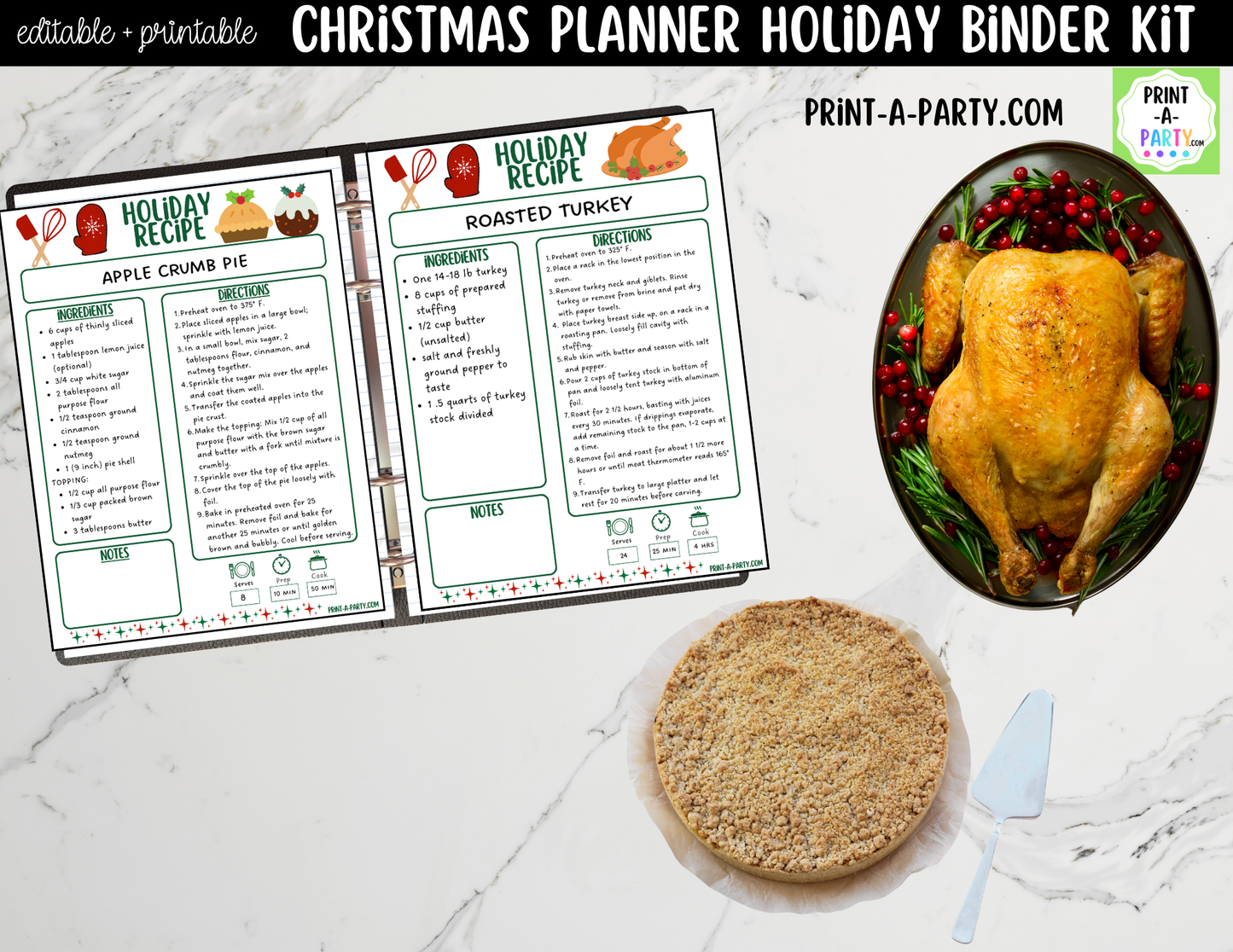 Christmas Planner Printable & Editable | Holiday Binder Kit with Calendars, Checklists & Gift Trackers